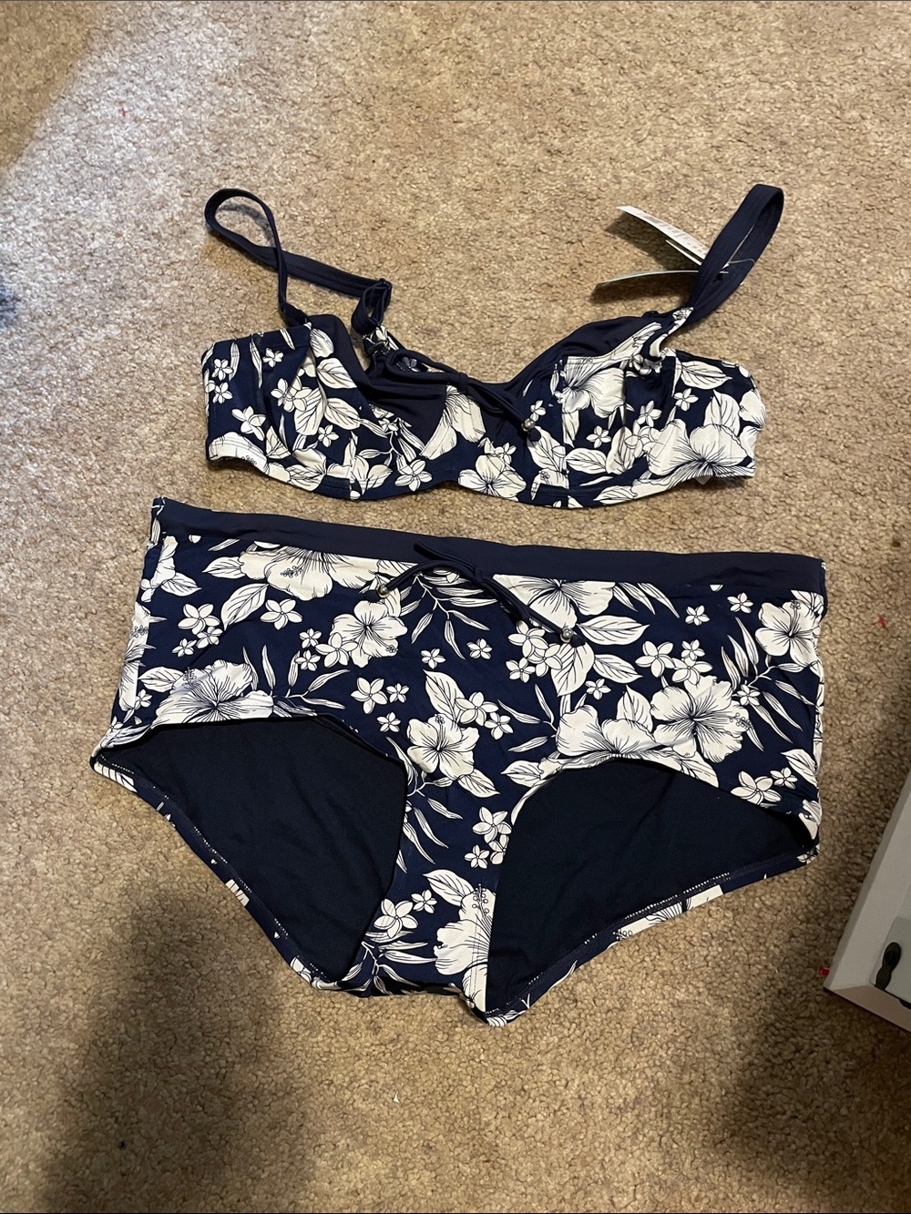 Dorina (NWT) Navy Blue Floral Two-Piece Bikini Set xxl